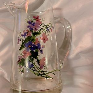 COPY - Exquisite Blown Glass Hand Painted Pitcher…